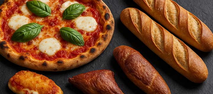 Pizza und Baguettes