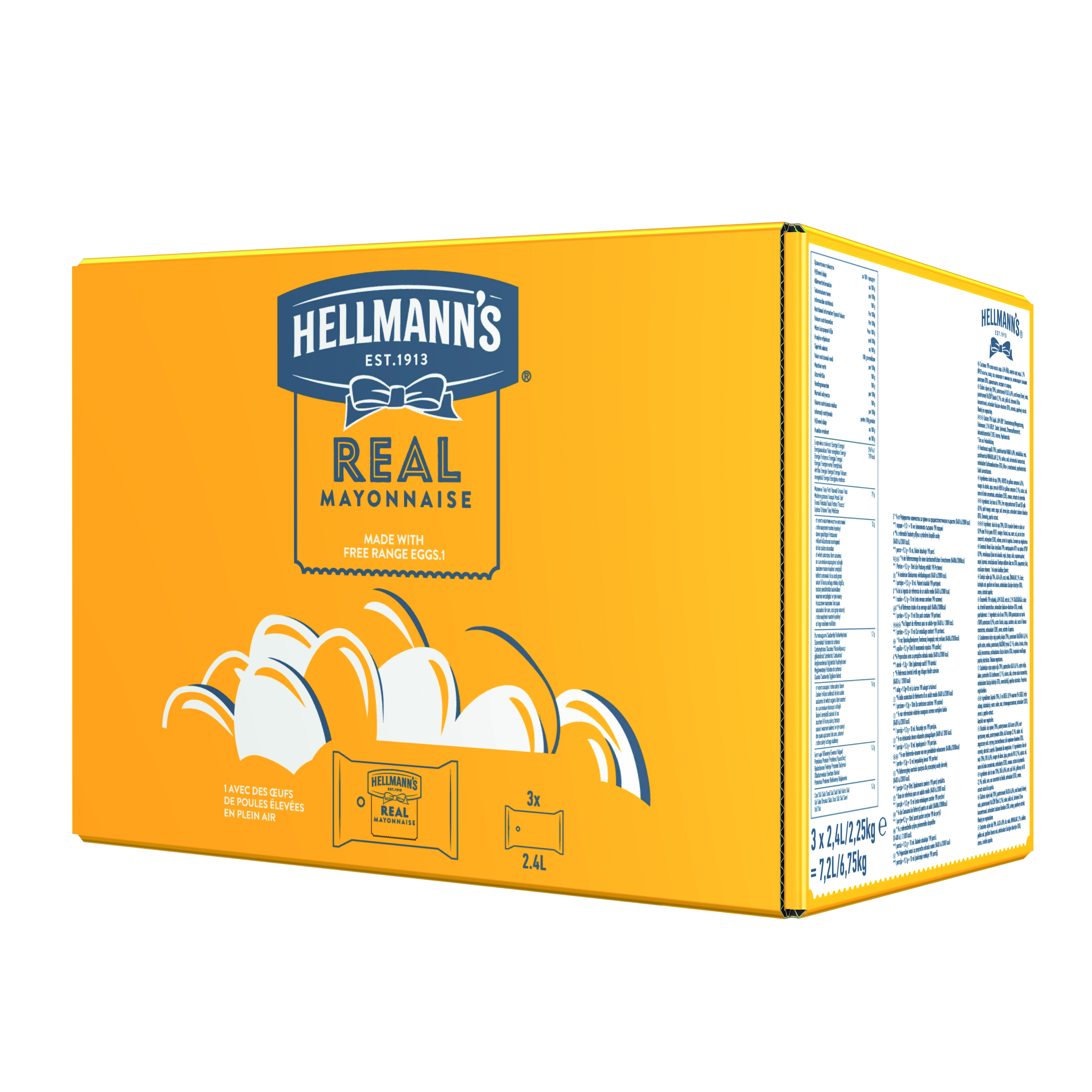 Hellmanns Real Mayonnaise 3x2,25 Kg Beutel