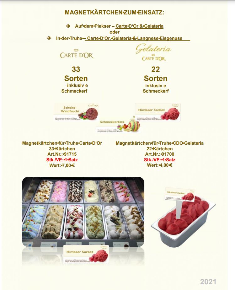 Magnetkärtchen Carte D'Or 34 Sorten